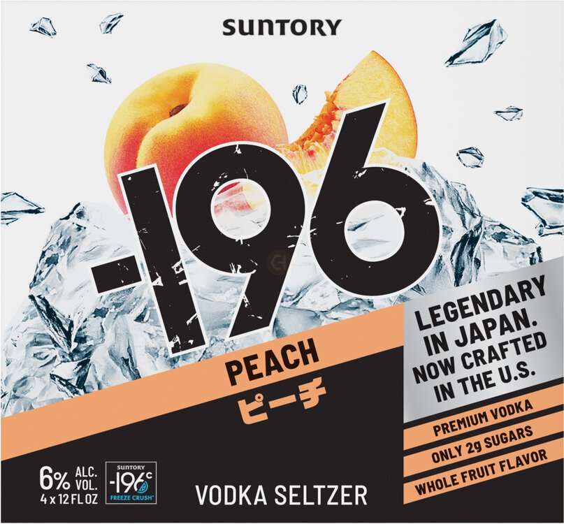 Minus 196 Vodka Seltzer Peach 4 Pack 12oz Cans - Tall Grass Liquor