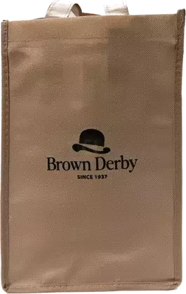 True Brands Brown Derby Logo Beige Tote Bag