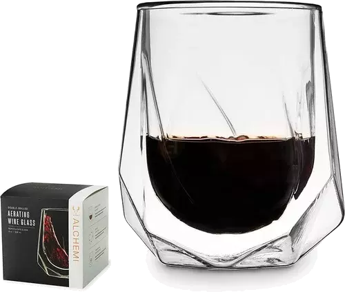 Viski Aerating Wine Glass Tumbler Walled Specialty Clear Glass Safe Oz Of
