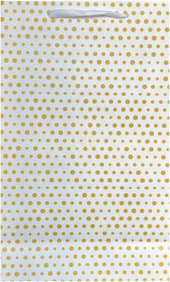Gift Bag Wht Gold Polka