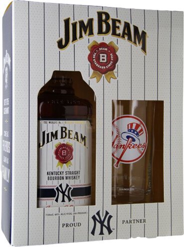 Jim Beam Bourbon Whiskey Kentucky Straight Bourbon W Yankee Beer Glass