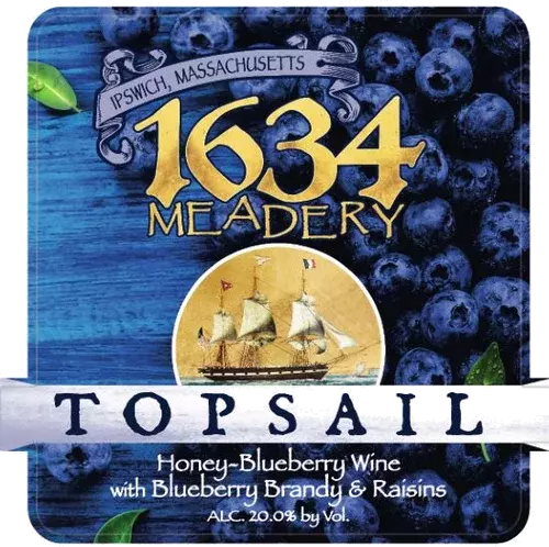 1634 Meadery Topsail Honey Blueberry Wine With Blueberry Brandy And Raisins