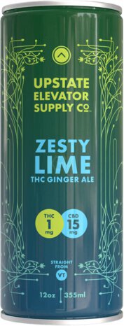 Upstate Elevator Zesty Lime Ginger Ale 1mg Thc & 15mg Cbd Non Alcoholic