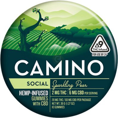 Camino Social Sparkling Pear Thc Gummy 20mg 2mg Thc 6mg Cbd