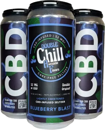 THOMAS HOOKER DOUBLE CHILL AF CBD-INFUSED SPARKLING WATER BLUEBERRY BLAST 16 OZ 4-PK CANS
