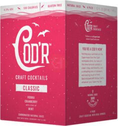 Cape Cod'r Craft Cocktails Classic Vodka Cran 4p