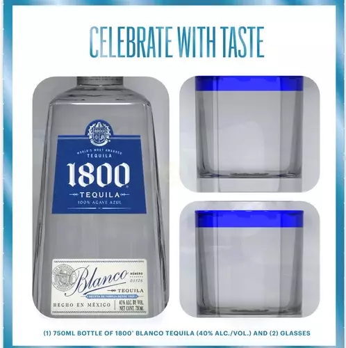 1800® Tequila Blanco with Two Glasses - Sip Sip Hooray Wines