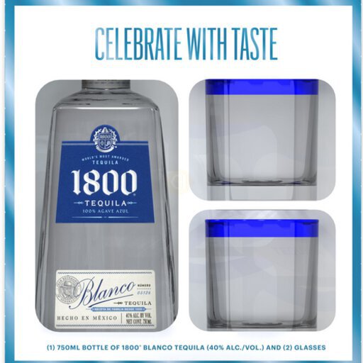 1800® Tequila Blanco with Two Glasses - The Corkery Wine & Spirits
