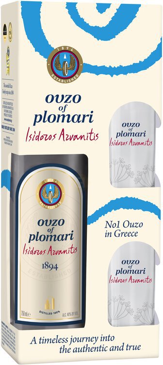 Isidoros Arvanitis Plomari Ouzo Gift Pack - Mid Island Wines